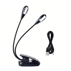 Dual Head Book Light - Rechargeable Gooseneck for Bed or Table