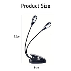 Dual Head Book Light - Rechargeable Gooseneck for Bed or Table