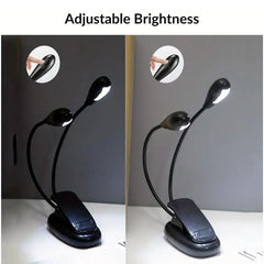 Dual Head Book Light - Rechargeable Gooseneck for Bed or Table