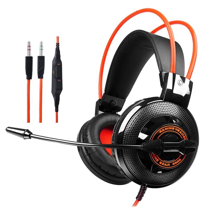 G925 Orange Lightweight Over-Ear Gaming Headset with Mic 3.5mm Plug