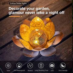 Garden Lotus Solar Light - Cracked Glass Waterproof for Patio
