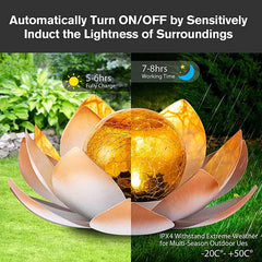 Garden Lotus Solar Light - Cracked Glass Waterproof for Patio