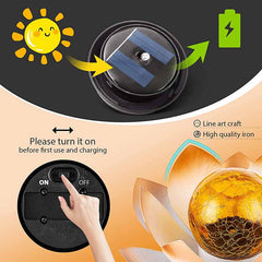 Garden Lotus Solar Light - Cracked Glass Waterproof for Patio