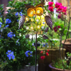 Bronze Solar Owl Garden Light - Metal LED Weatherproof for Courtyard