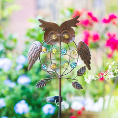 Bronze Solar Owl Garden Light - Metal LED Weatherproof for Courtyard