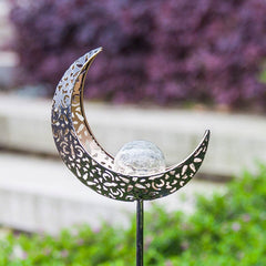 Bronze Garden Solar Moon Light - Warm LED Waterproof for Courtyard