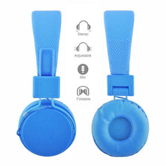 GS778 Blue Lightweight Foldable Wired Stereo Headphones for Kids/Adults