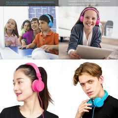 GS778 Pink Foldable Wired Stereo Headphones for Kids/Adults