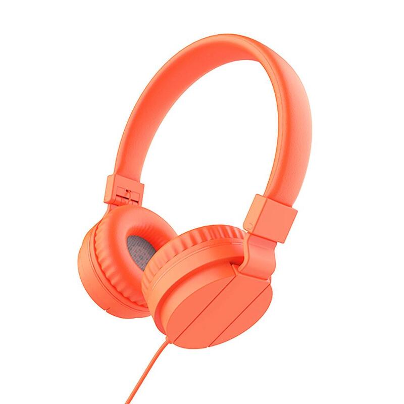 GS778 Orange Lightweight Foldable Wired Stereo Headphones for Kids/Adults