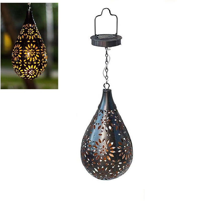 Hanging Solar Water Droplet Lights - Waterproof Metal LED for Garden