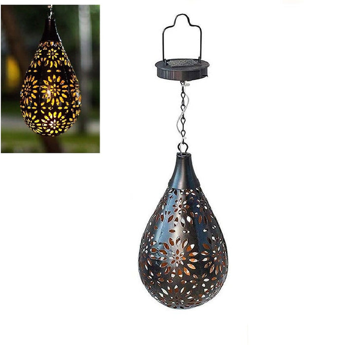 Hanging Solar Water Droplet Lights - Waterproof Metal LED for Garden