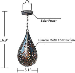 Hanging Solar Water Droplet Lights - Waterproof Metal LED for Garden
