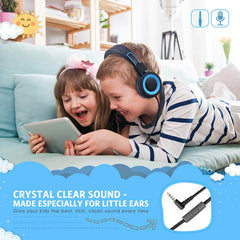 Black&Blue Kids Foldable Adjustable Headphones for Tablet/Study