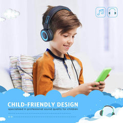 Black&Blue Kids Foldable Adjustable Headphones for Tablet/Study