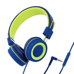 Blue Green Kids Foldable Headphones Adjustable Headband for Tablet/Study