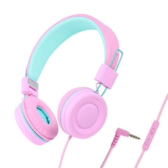 Pink Kids Foldable Headphones Adjustable Headband for Study/Tablet