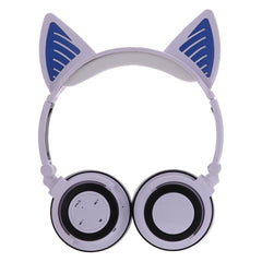 White Kids Wireless Bluetooth Headphones with LED Cat Ears for Boys&Girls