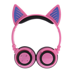 Pink Kids Wireless Bluetooth Headphones with LED Cat Ears for Boys&Girls