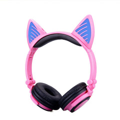 Pink Kids Wireless Bluetooth Headphones with LED Cat Ears for Boys&Girls