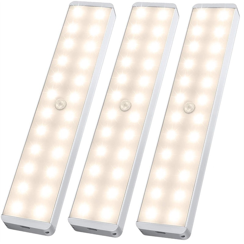 3-Pack Rechargeable LED Closet Light - Motion Sensor Warm Light