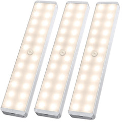 3-Pack Rechargeable LED Closet Light - Motion Sensor Warm Light
