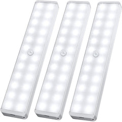 3-Pack Rechargeable Closet Light 24-LED - Motion Sensor White Bar