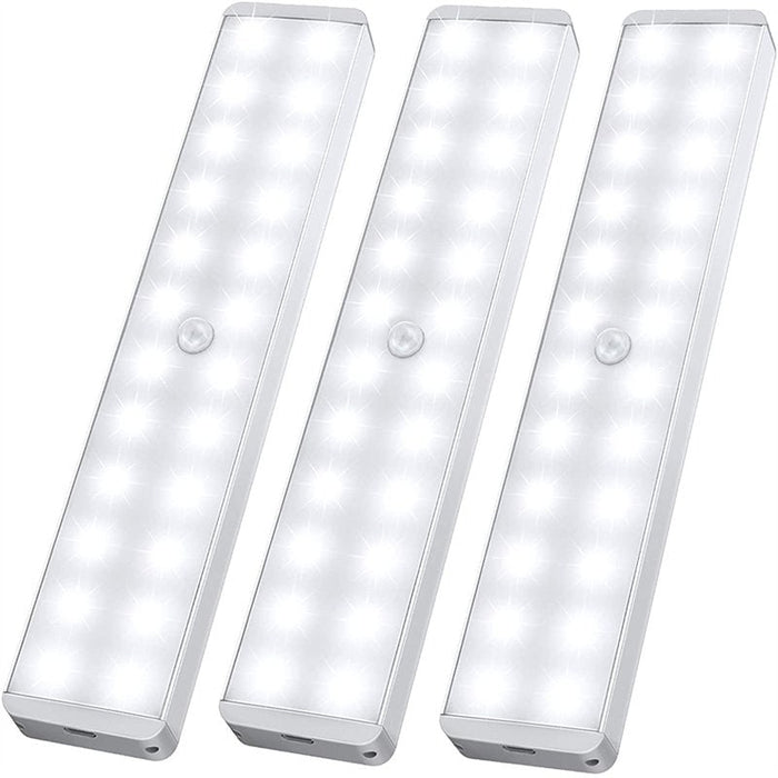 3-Pack Rechargeable Closet Light 24-LED - Motion Sensor White Bar