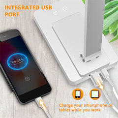 White LED Desk Lamp - USB Charging Smart Reading Light 5 Modes