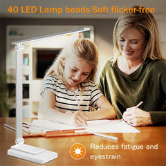 White LED Desk Lamp - USB Charging Smart Reading Light 5 Modes