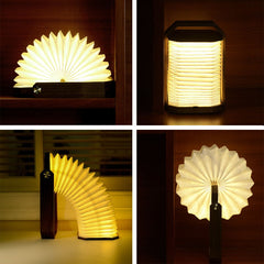 Walnut LED Hand Lamp - Wood Paper Folding Lantern for Home Office