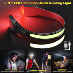 Rechargeable LED Headlamp - Neck Light Eye Protection for Reading