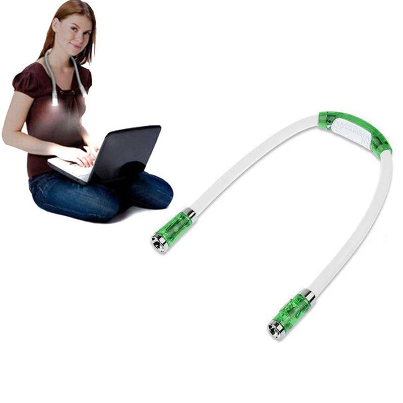 Green Neck Book Light - Flexible Hands Free Battery Operated Reading