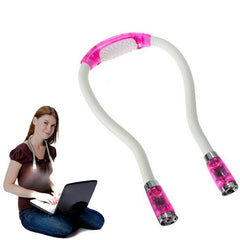 Pink LED Neck Book Light - Flexible Hands Free for Reading