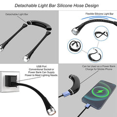 White Neck Reading Light - 3 Color Adjustable Brightness for Knitting