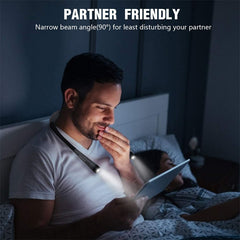 Silver Neck Reading Light - 3 Color Rechargeable Book Light for Bed