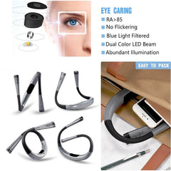 Silver Neck Reading Light - 3 Color Rechargeable Book Light for Bed