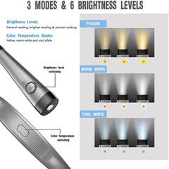 Silver Neck Reading Light - 3 Color Rechargeable Book Light for Bed