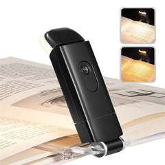 Black Clip-on Book Light - 3 Brightness Eye Protection for Reading