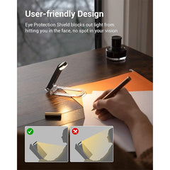 Black Clip-on Book Light - 3 Brightness Eye Protection for Reading