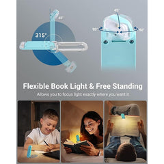 Blue Clip-on Book Light - 3 Brightness Eye Protection for Reading