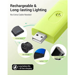 Green Clip-on Book Light - 3 Brightness Eye Protection for Reading