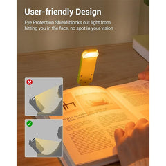 Green Clip-on Book Light - 3 Brightness Eye Protection for Reading