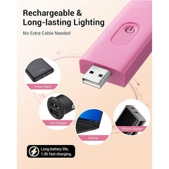 Pink Clip-on Reading Light for Book - 3 Brightness Eye Protection