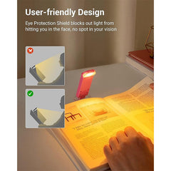 Pink Clip-on Reading Light for Book - 3 Brightness Eye Protection