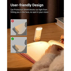 White Clip-on Book Light - 3 Brightness Eye Protection for Reading