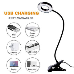 Black Reading Clip Light - 3 Color 10 Brightness for Book Piano Bed