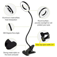 Black Reading Clip Light - 3 Color 10 Brightness for Book Piano Bed