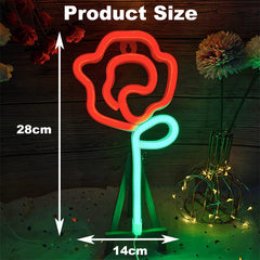 Red LED Rose Neon Sign - USB Battery Night Light for Home Decor