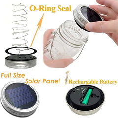 Mason Jar Solar Lantern Lights 4 Pack - 30 LEDs for Patio Garden