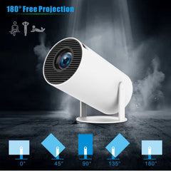 Mini Projector - 4K 180¡ã Rotatable WiFi6 Android 11 for Outdoors